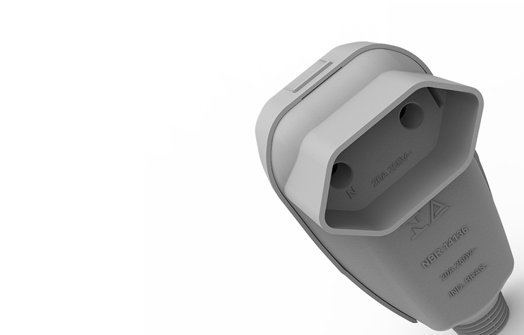 Tomada móvel 2p/20a 90º