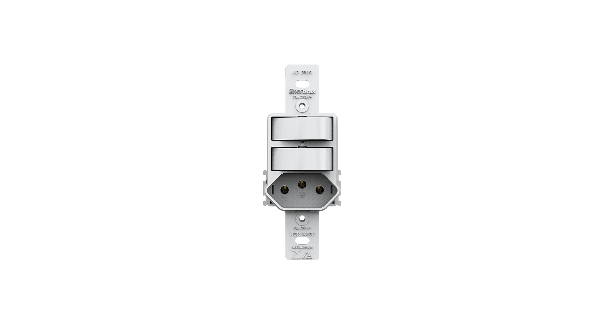 Módulo interruptor 2 teclas paralelo + tomada 10a