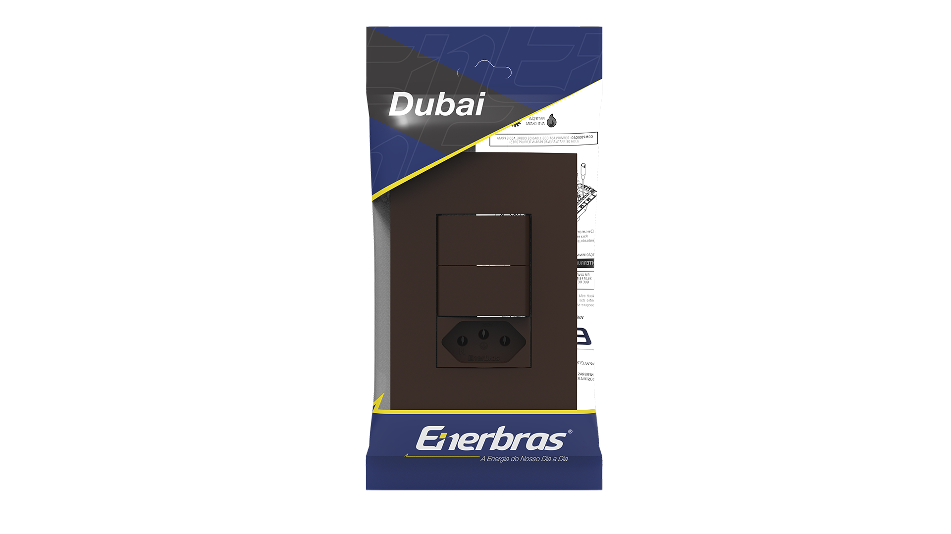 Conjunto interruptor 2 teclas simples 10a + tomada 20a 250v~