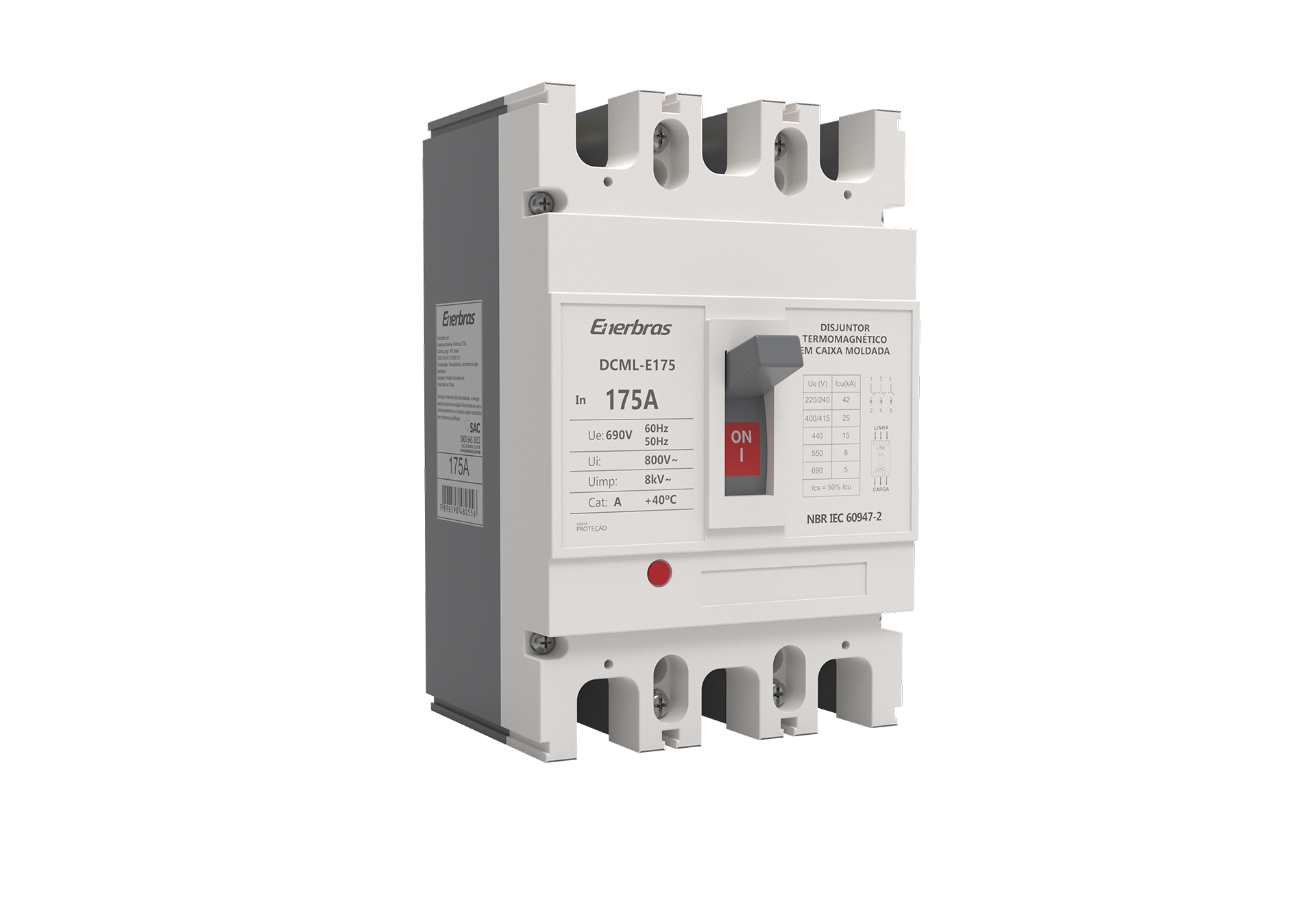 Disjuntor de caixa moldada tripolar - 175a