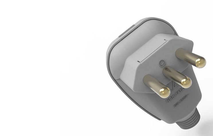 Plugue 2p+t 20a 90º