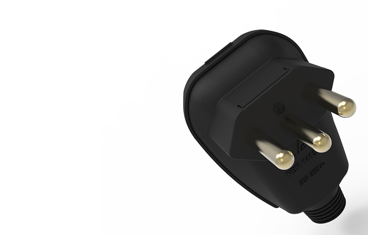 Plugue 2p+t 20a 90º