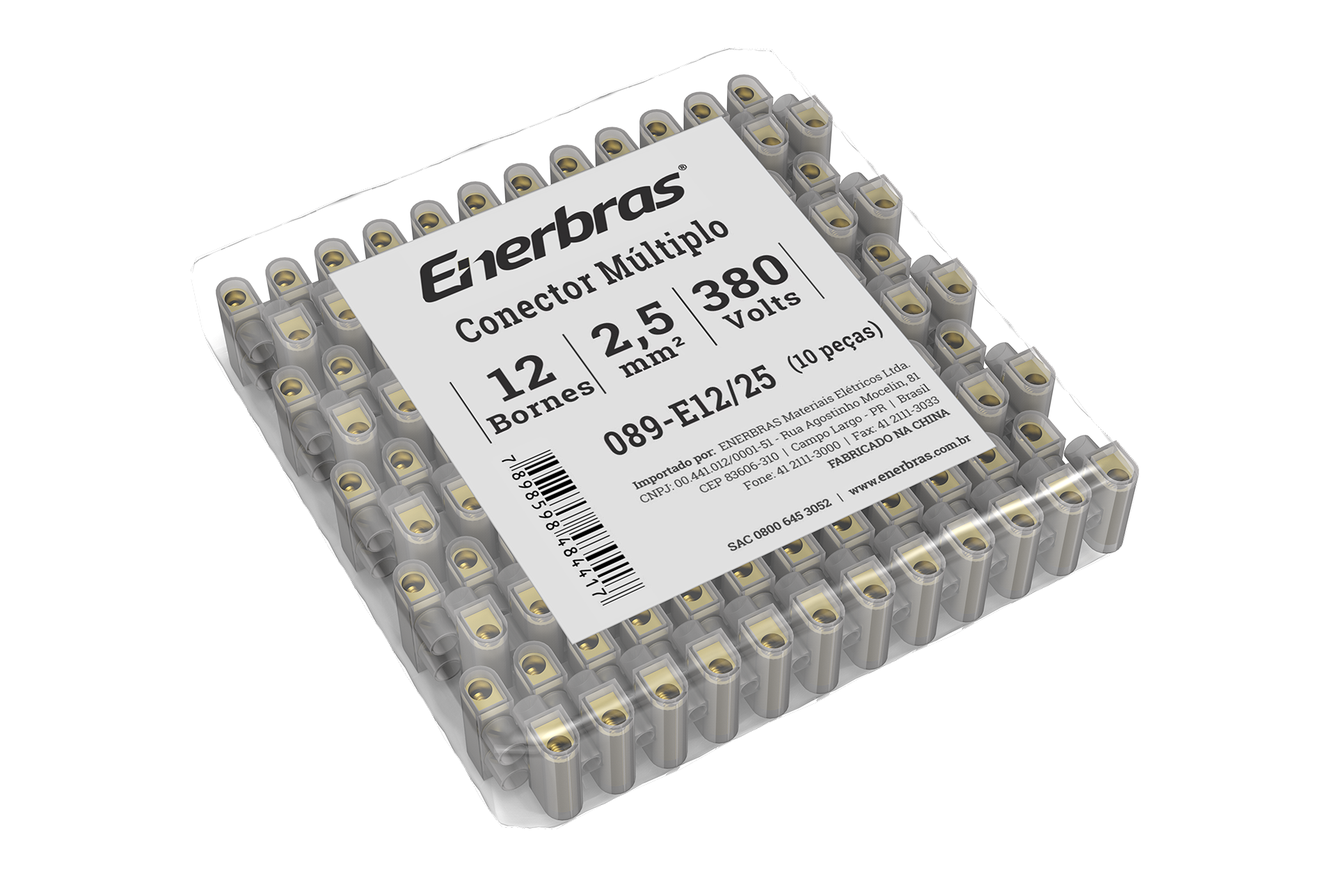 Conector múltiplo 12 bornes 2,5mm² - embalagem pacote