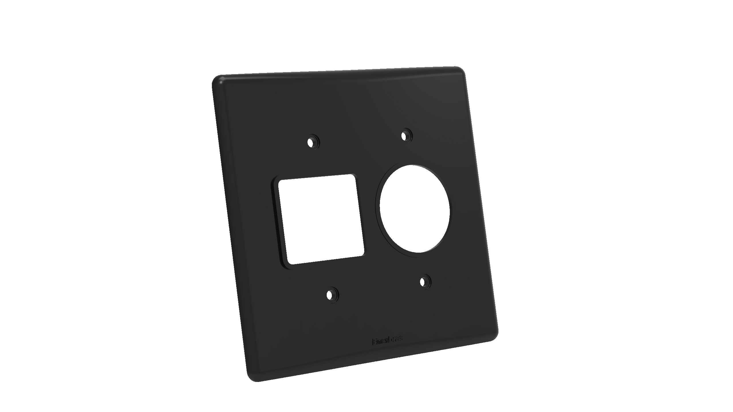 Placa 4x4"2 tc + posto redondo -artis preta