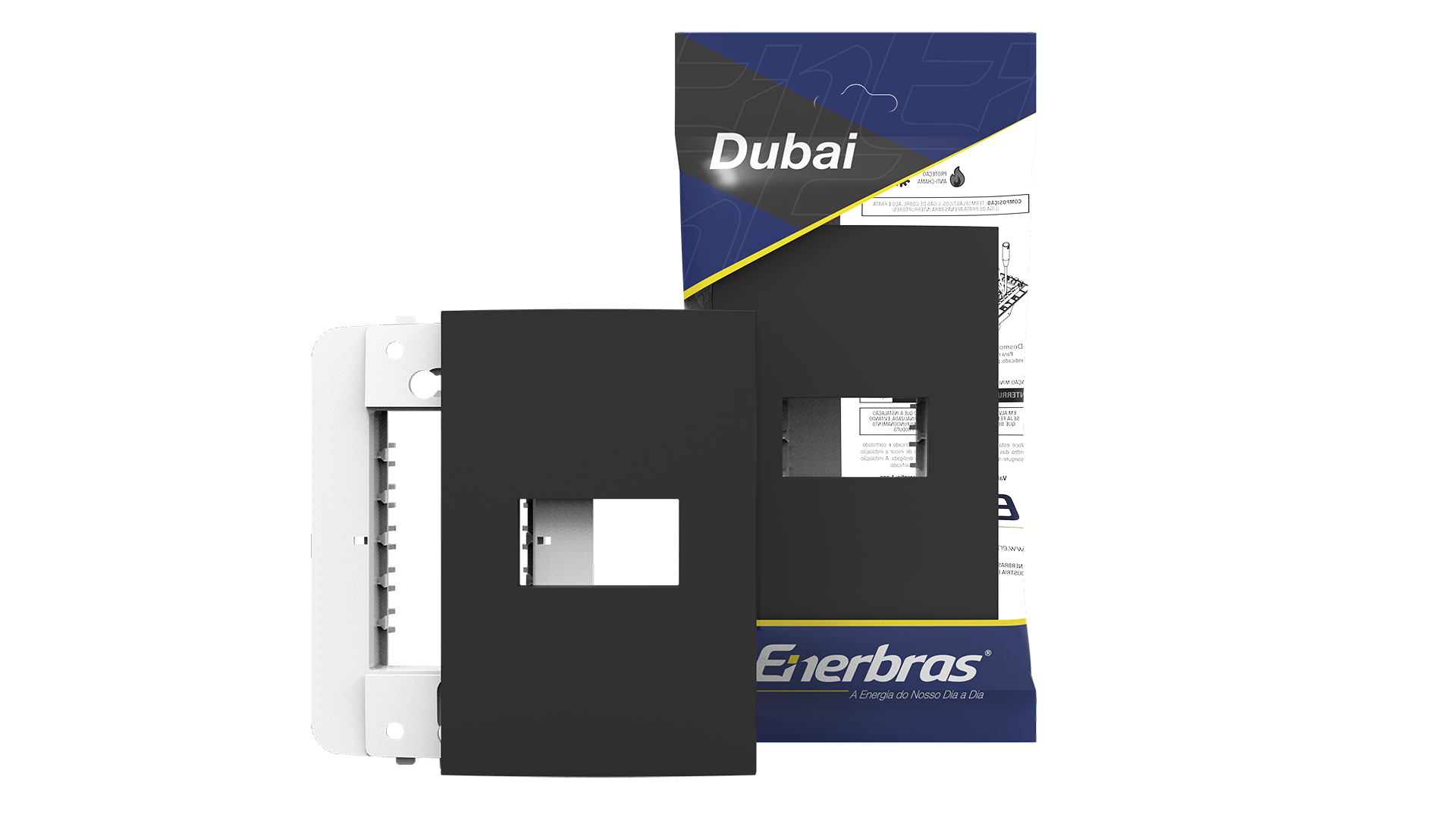 Conjunto placa espelho para 1 módulo e suporte 2x4"