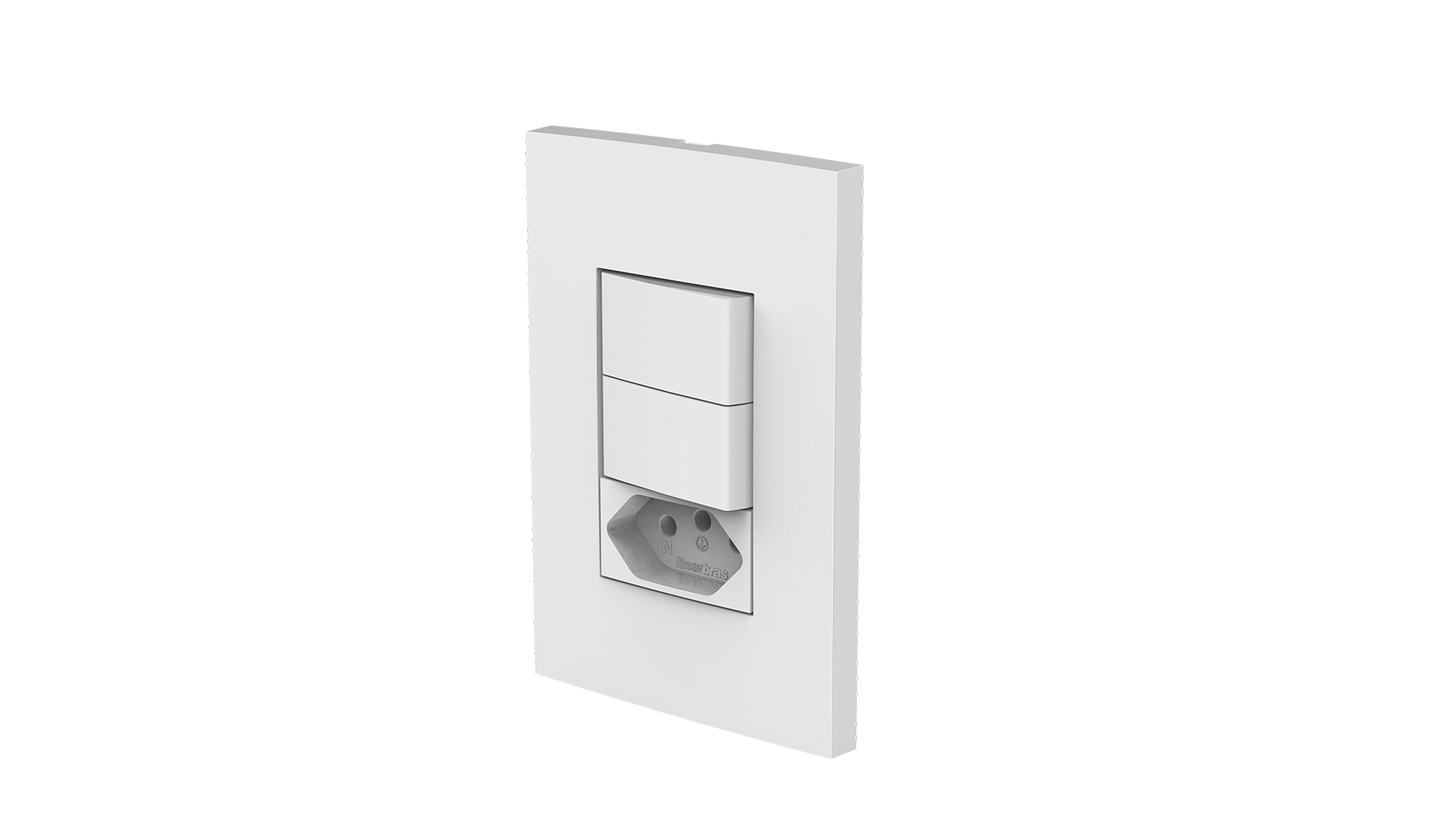 Conjunto interruptor 2 teclas simples + tomada 10a