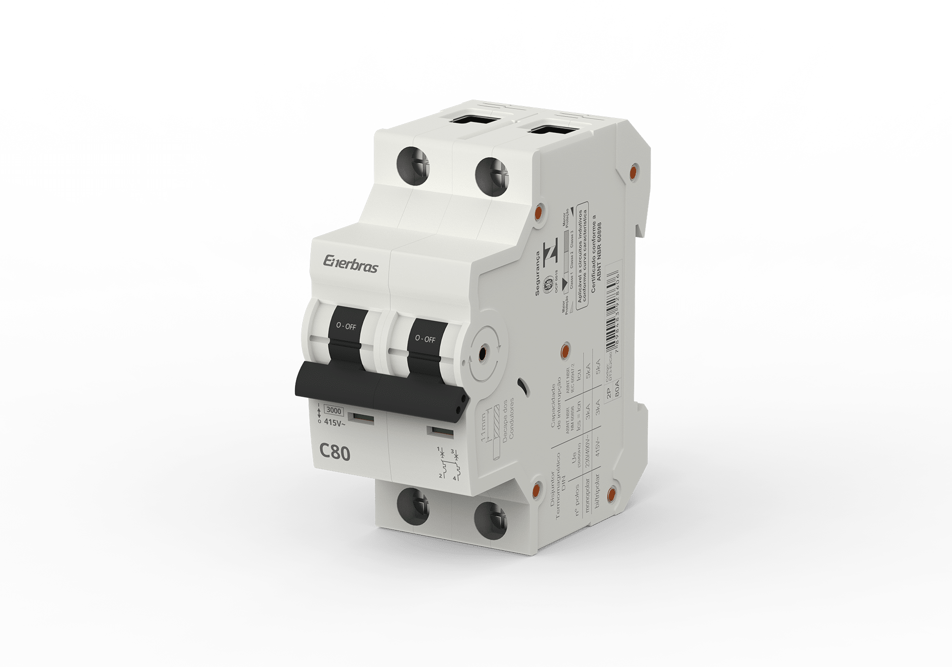 Disjuntor termomagnético 3ka bipolar 80a