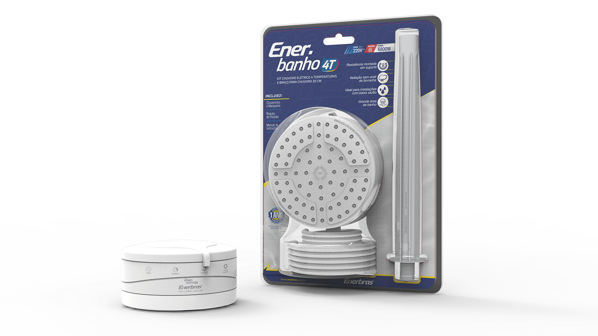 Kit enerbanho 4t 6800w/220v + braço bco. 30cm