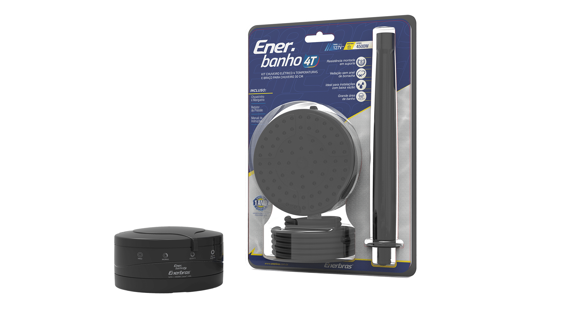 Kit enerbanho 4t 4500w/127v + braço bco. 30cm