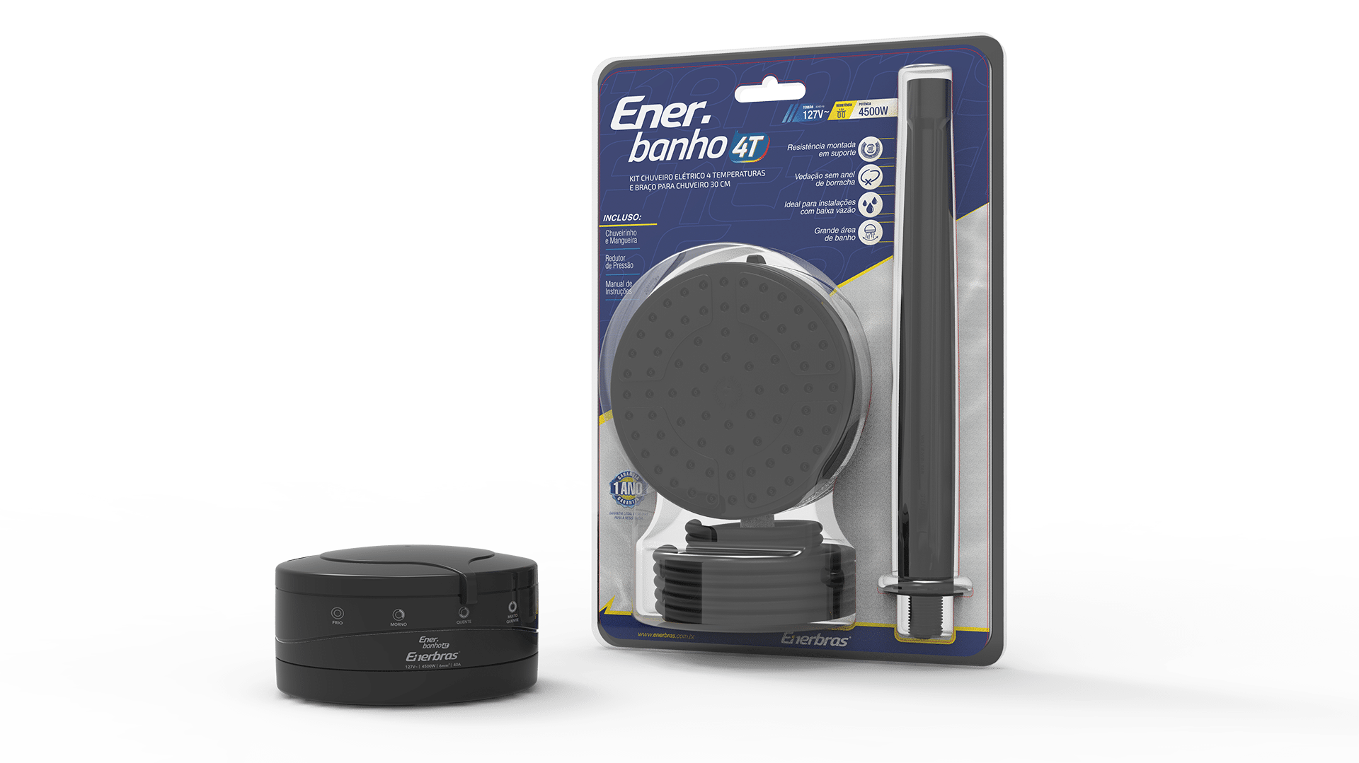 Kit enerbanho 4t 4500w/127v + braço bco. 30cm