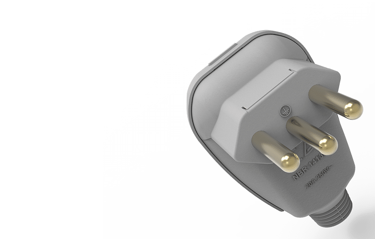 Plugue 2p+t 20a 90º
