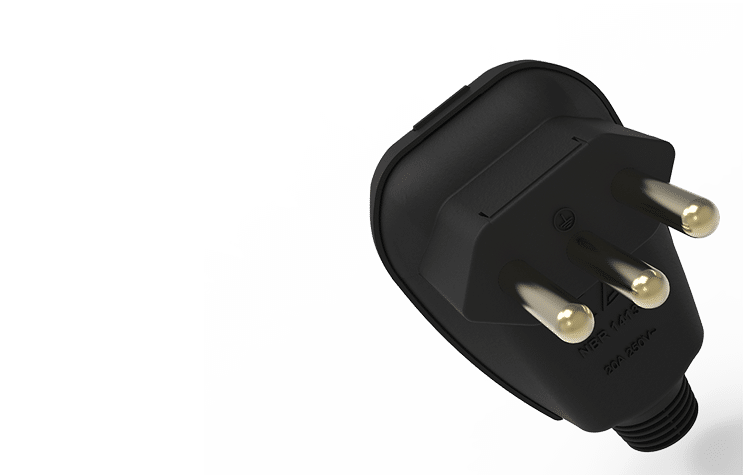 Plugue 2p+t 20a 90º