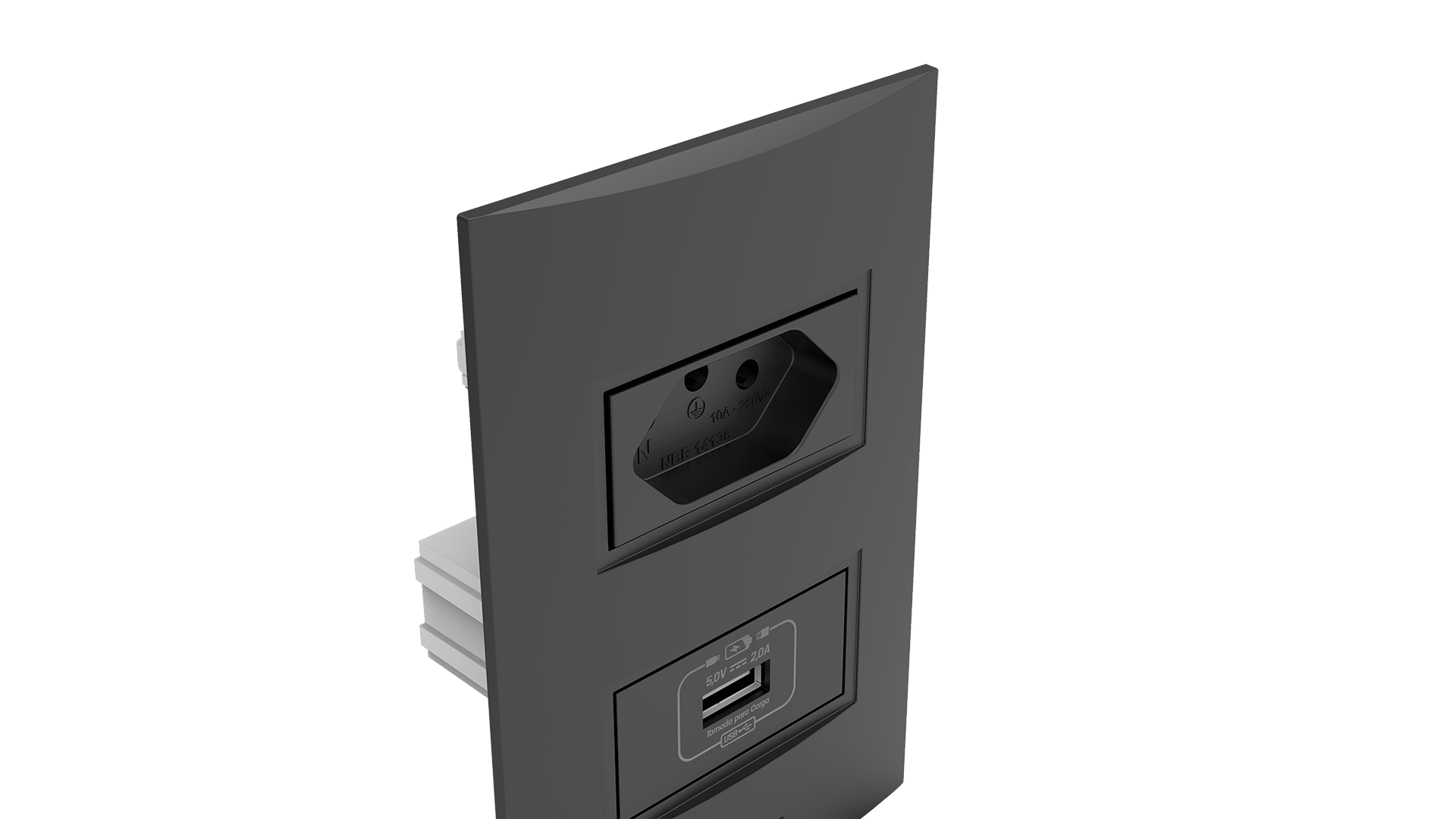 Conjunto tomada para recarga usb + tomada 10a