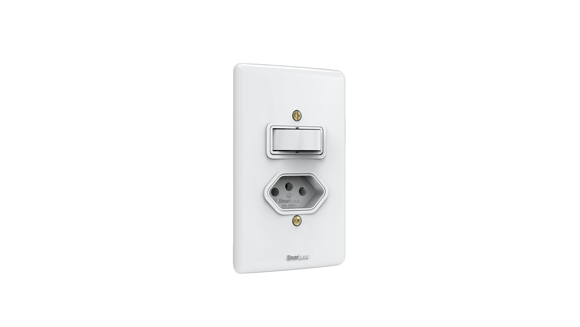Conjunto interruptor 1 tecla simples + tomada 20a