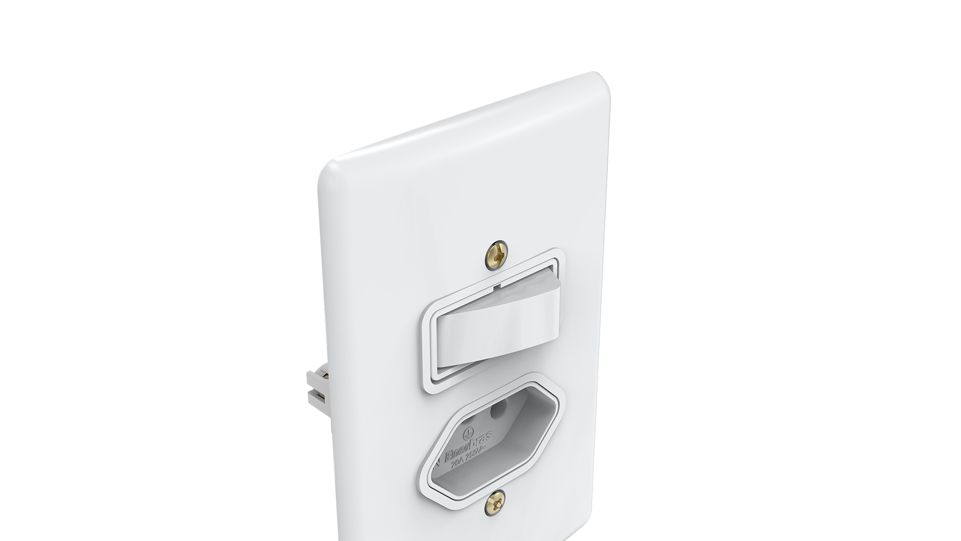 Conjunto interruptor 1 tecla simples + tomada 20a