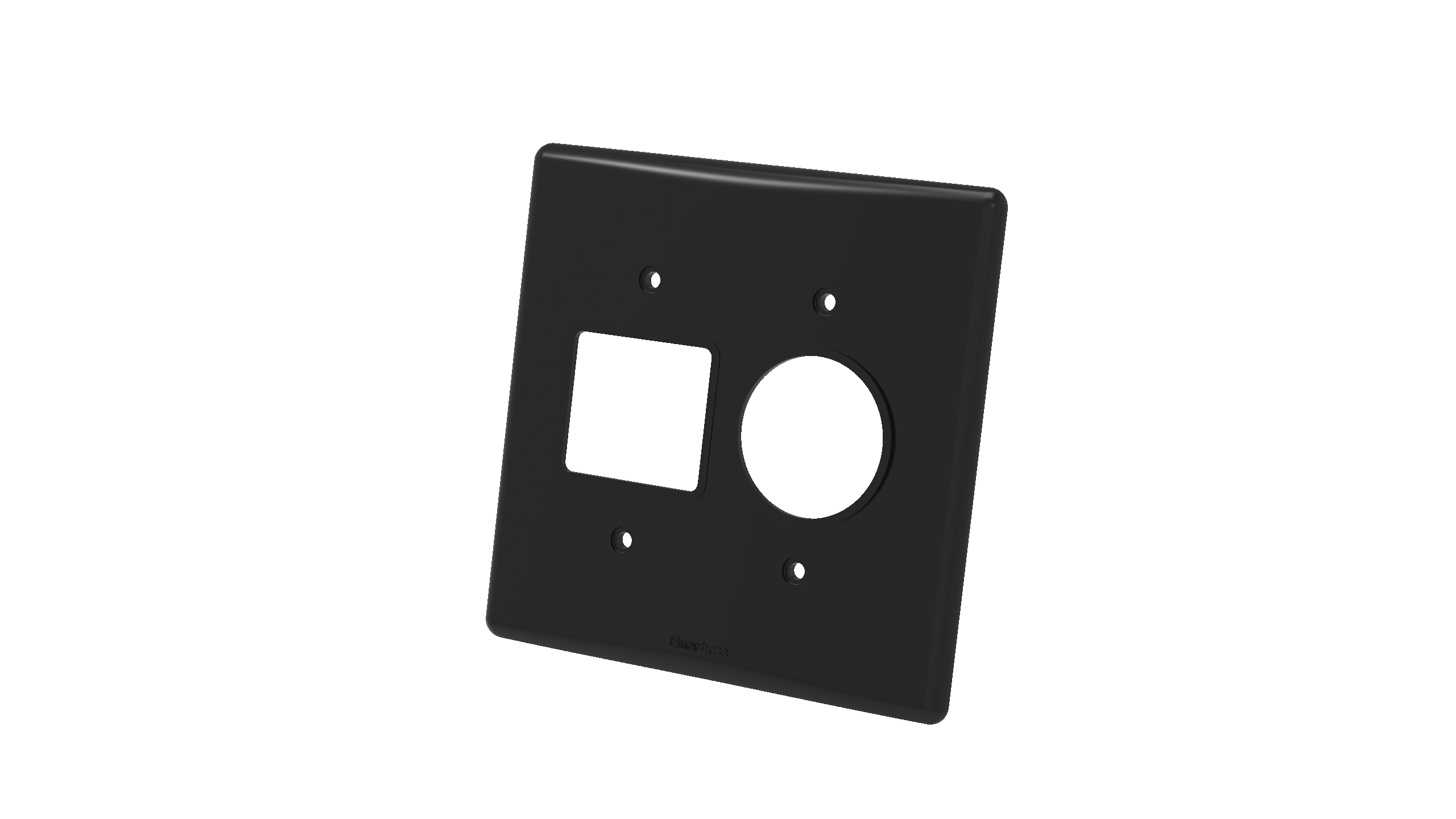 Placa 4x4"2 tc + posto redondo -artis preta