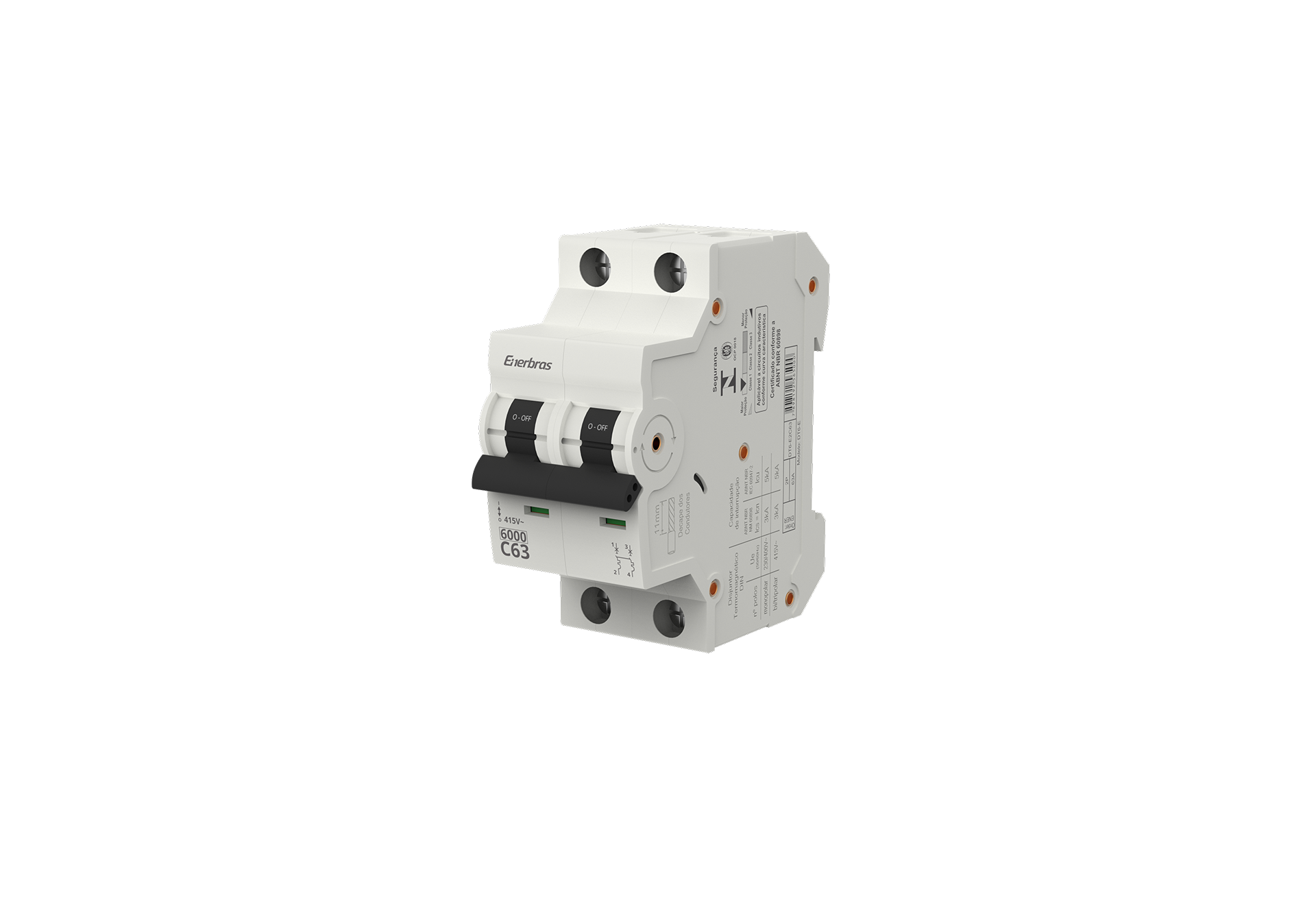 Disjuntor termomagnético 6ka bipolar 63a