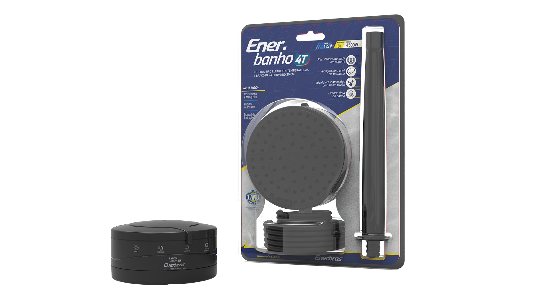 Kit enerbanho 4t 4500w/127v + braço bco. 30cm