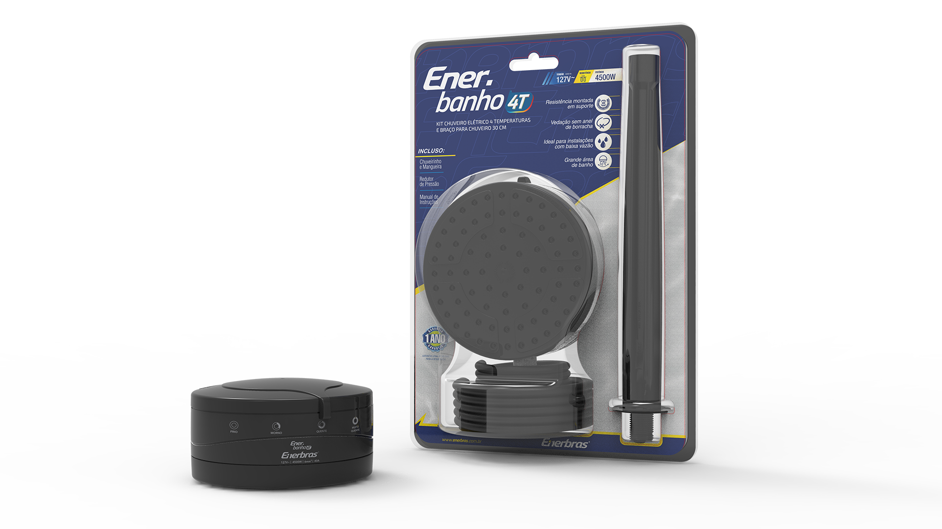 Kit enerbanho 4t 4500w/127v + braço bco. 30cm