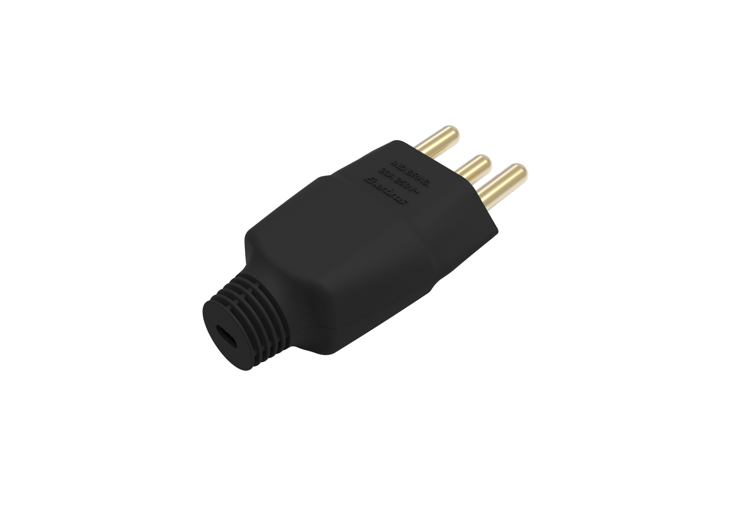Plugue 2p+t 20a preto embalagem flowpack