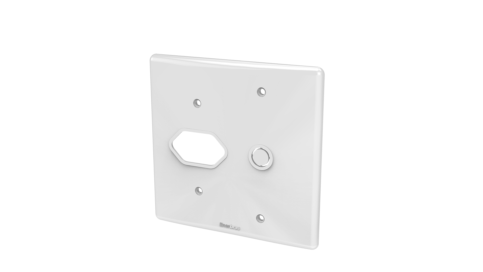Placa 4x4" tomada + saída de fio ø1/2"