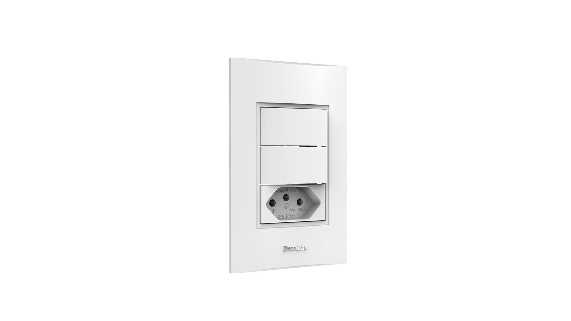 Conjunto interruptor 2 teclas simples + tomada 10a
