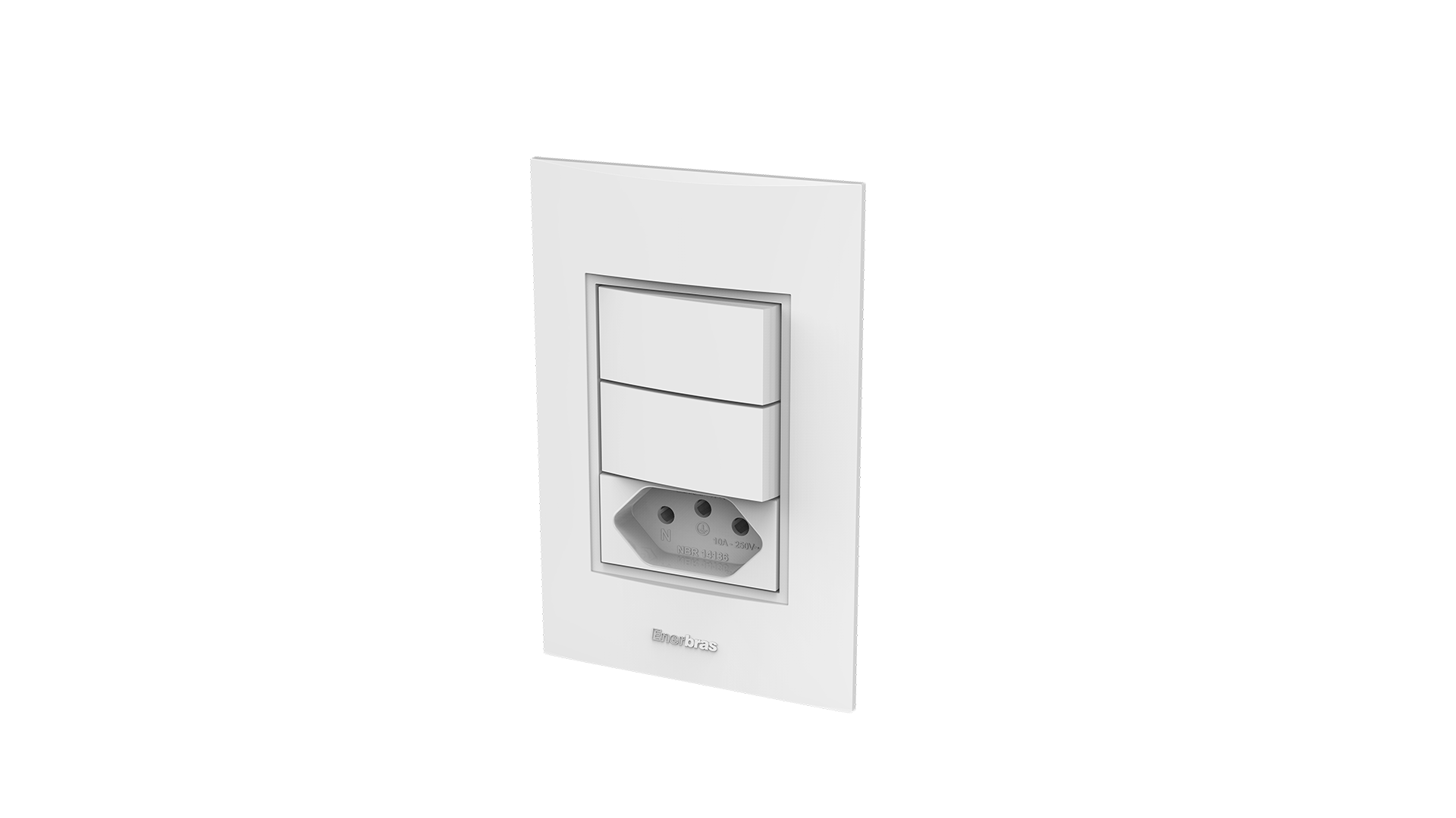 Conjunto interruptor 2 teclas simples + tomada 10a