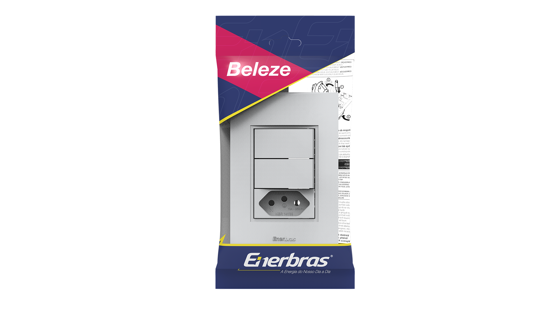 Conjunto interruptor 2 teclas simples + tomada 10a