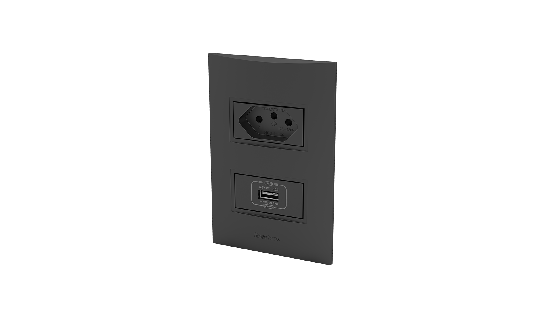 Conjunto tomada para recarga usb + tomada 10a