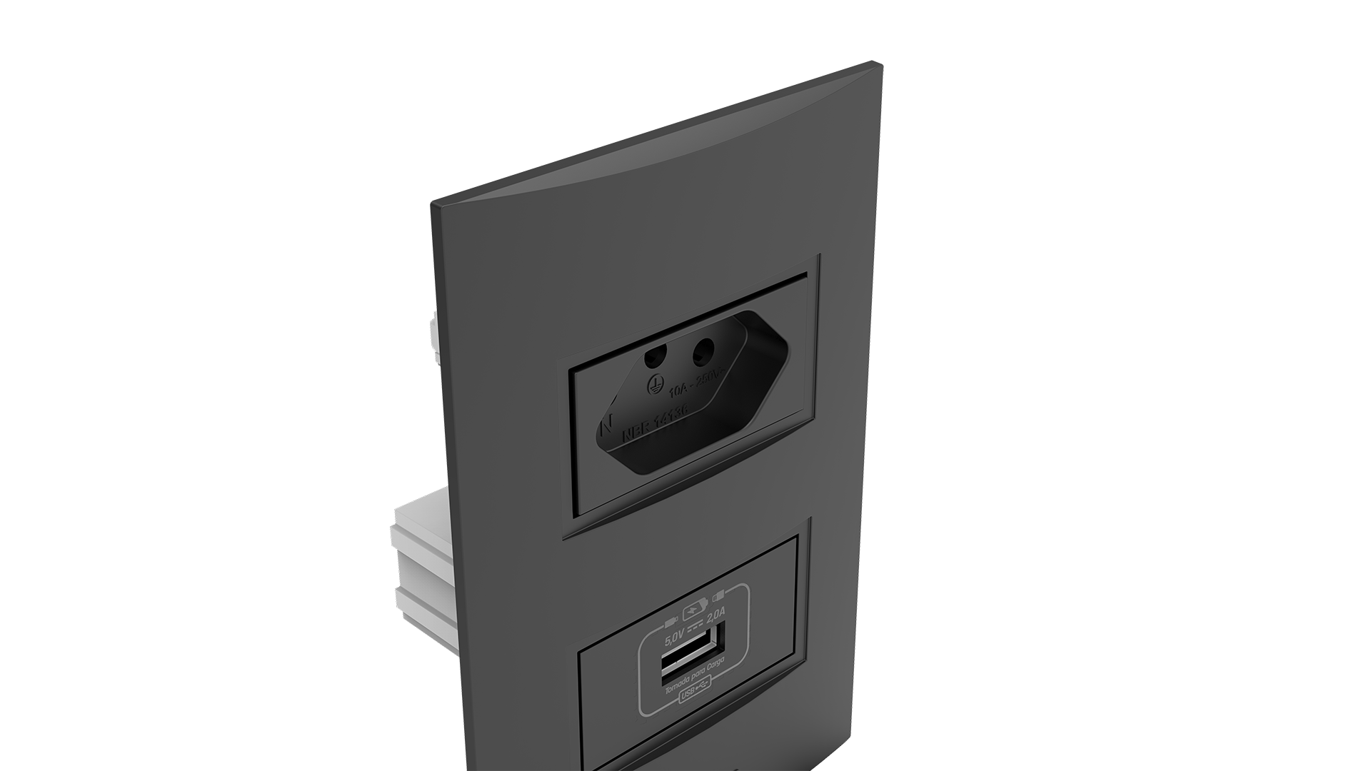 Conjunto tomada para recarga usb + tomada 10a