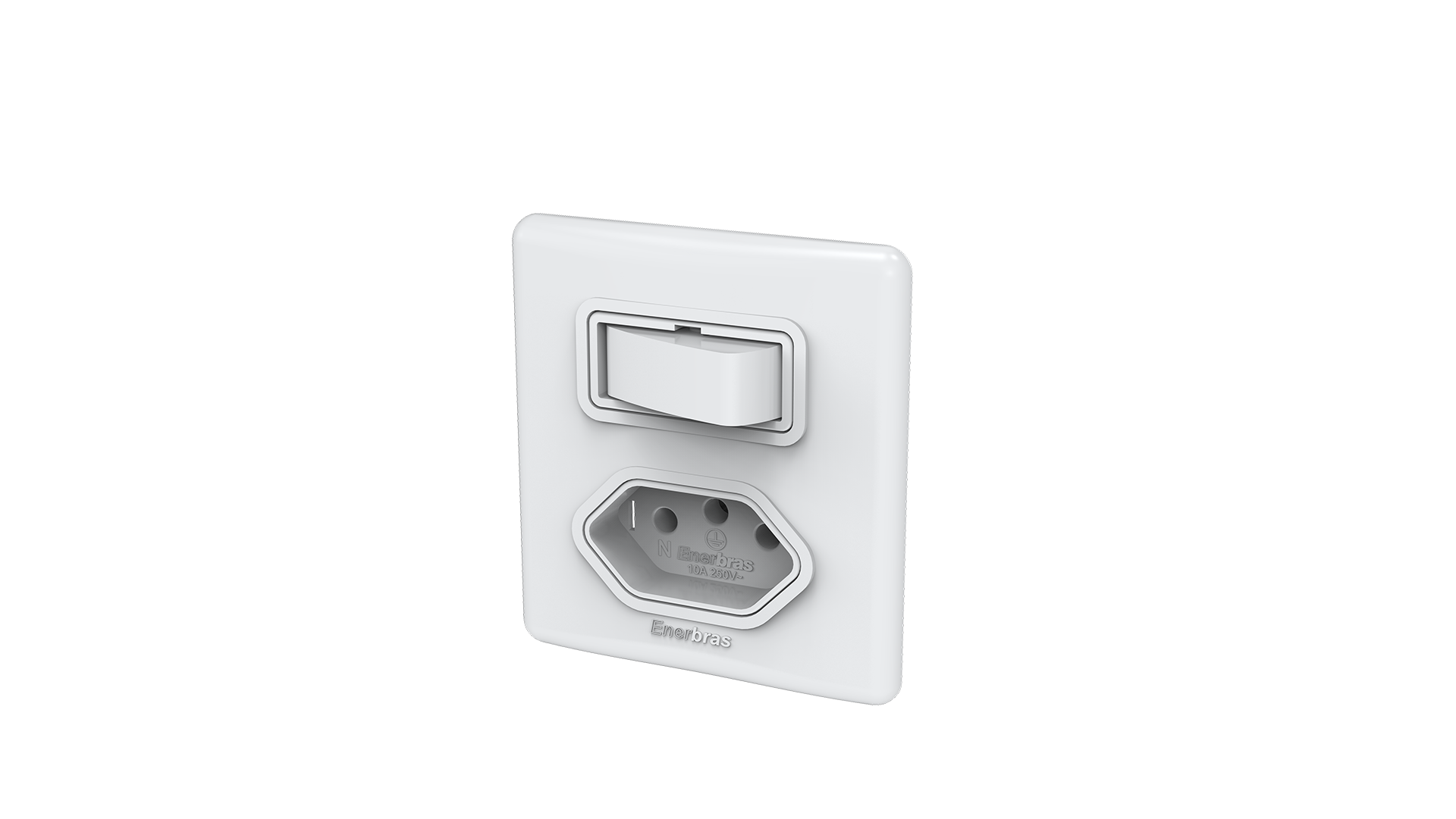 Conjunto interruptor 1 tecla paralelo + tomada 10a