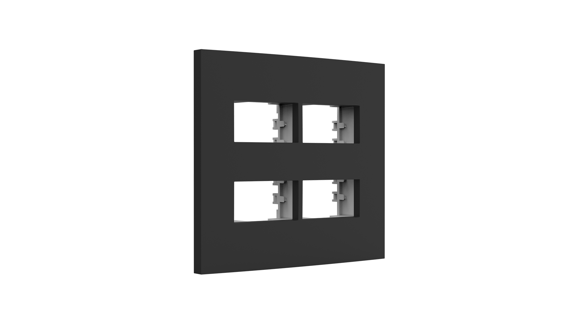 Conjunto placa espelho 2+2 módulos distanciados e suporte 4x4"