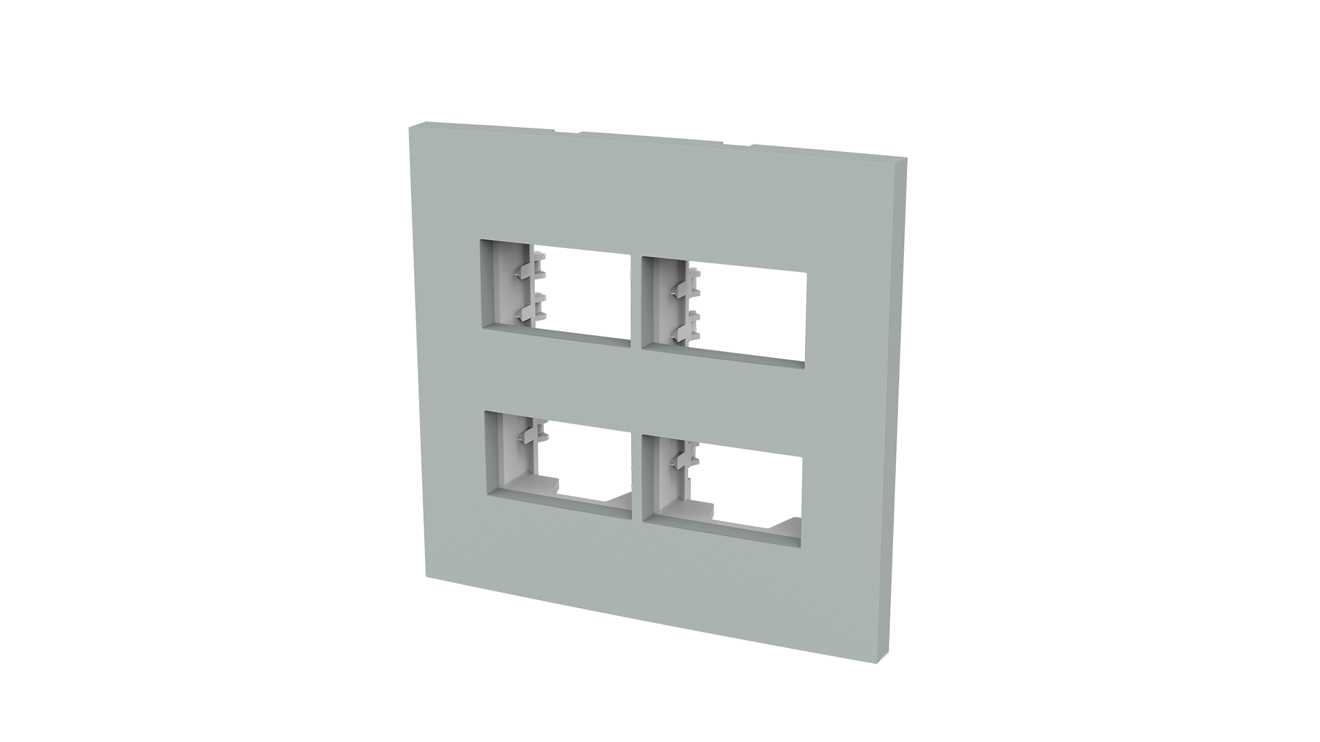 Conjunto placa espelho 2+2 módulos distanciados e suporte 4x4"