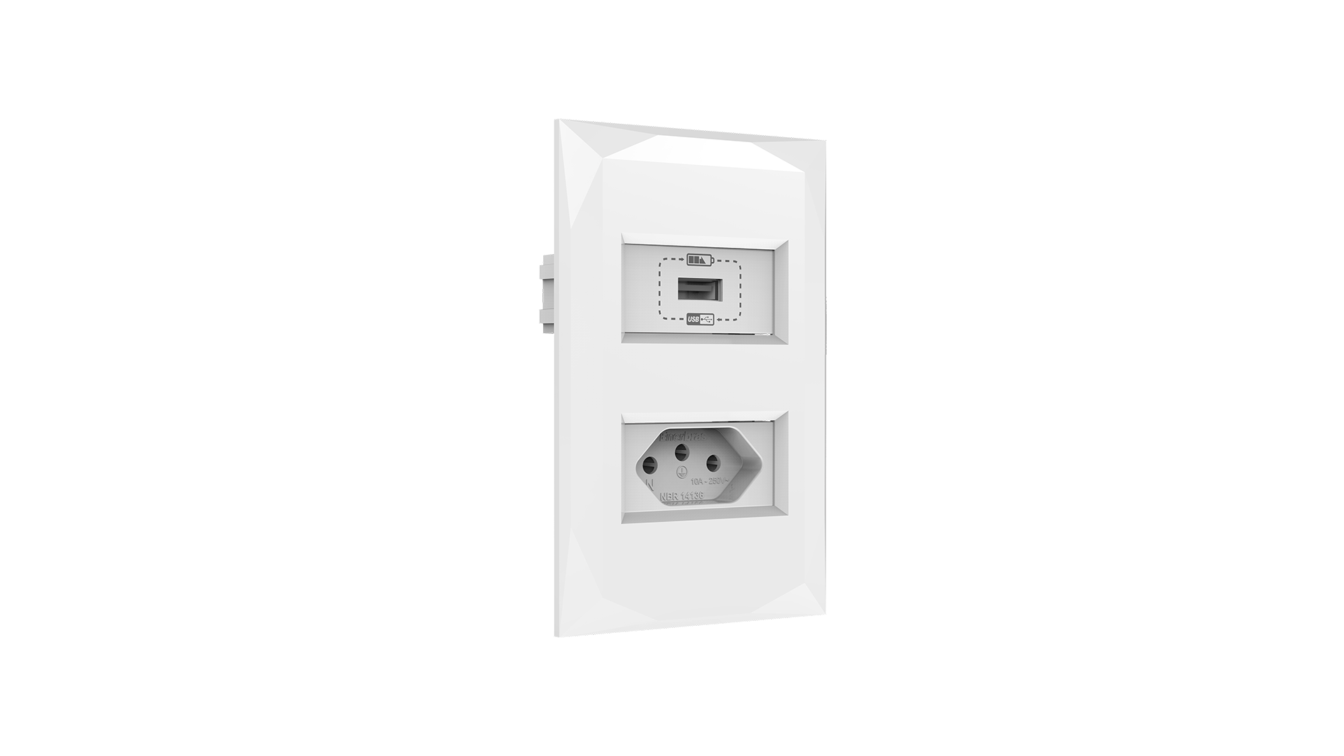 Conjunto tomada para recarga usb + tomada 10a