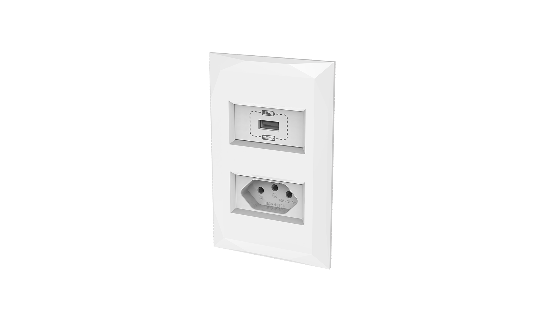 Conjunto tomada para recarga usb + tomada 10a