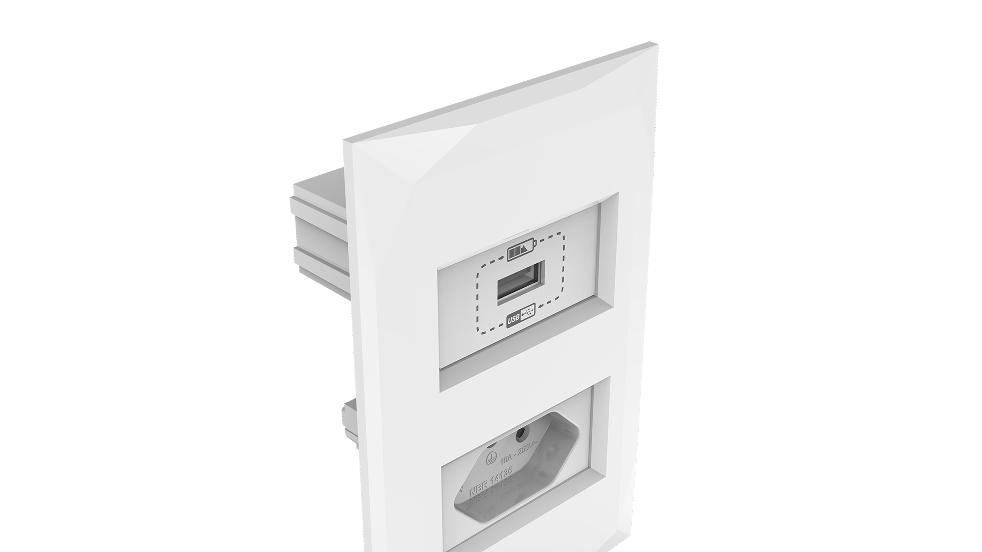 Conjunto tomada para recarga usb + tomada 10a