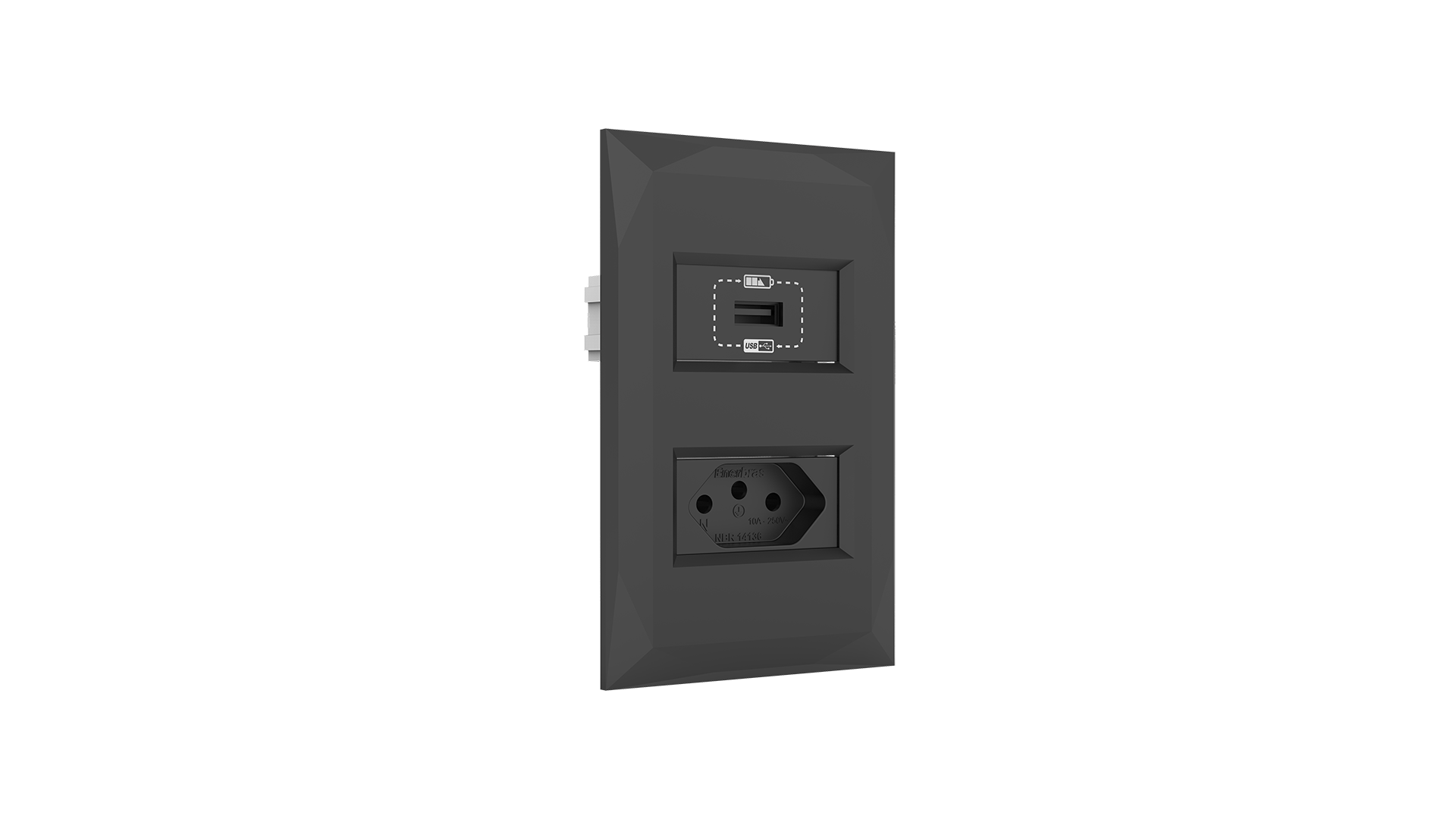 Conjunto tomada para recarga usb + tomada 10a