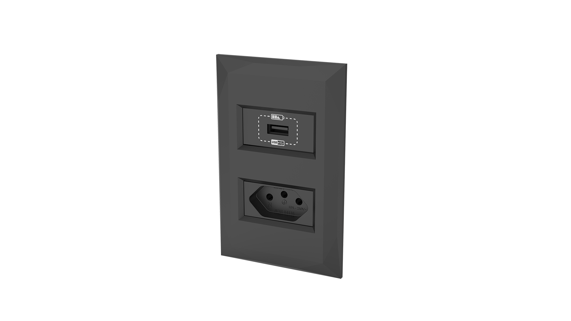 Conjunto tomada para recarga usb + tomada 10a
