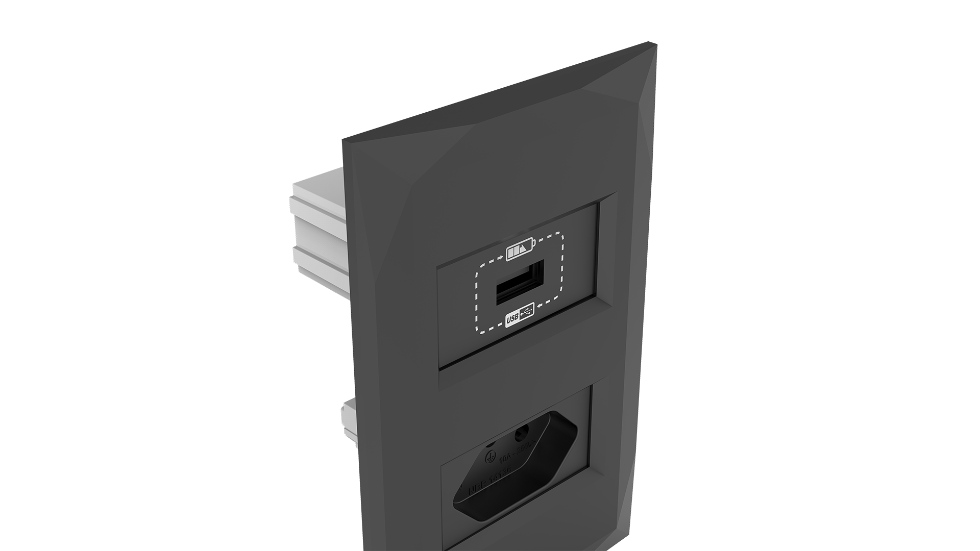 Conjunto tomada para recarga usb + tomada 10a