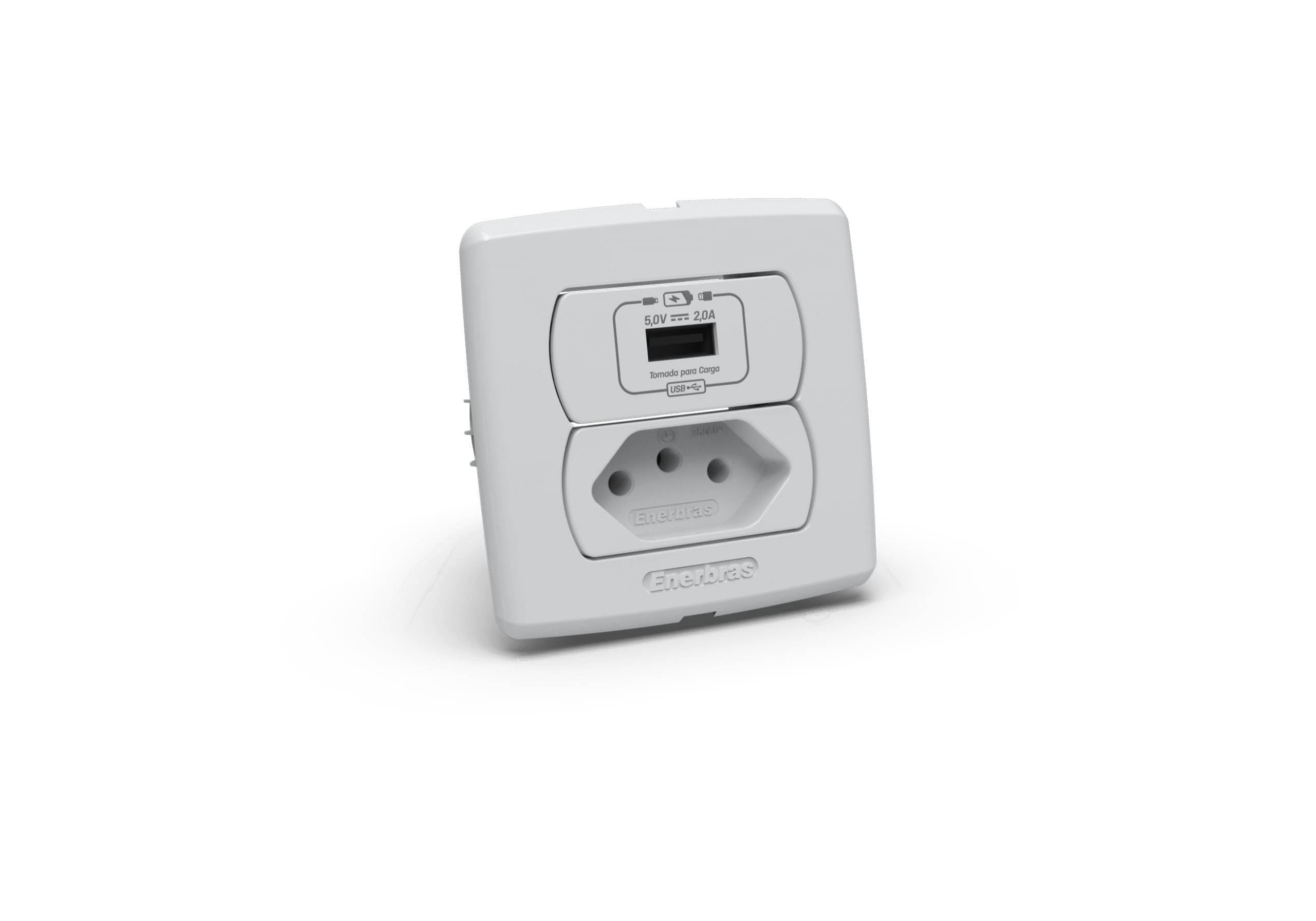 Conjunto tomada recarga usb 5v/2.0a + tomada 10a