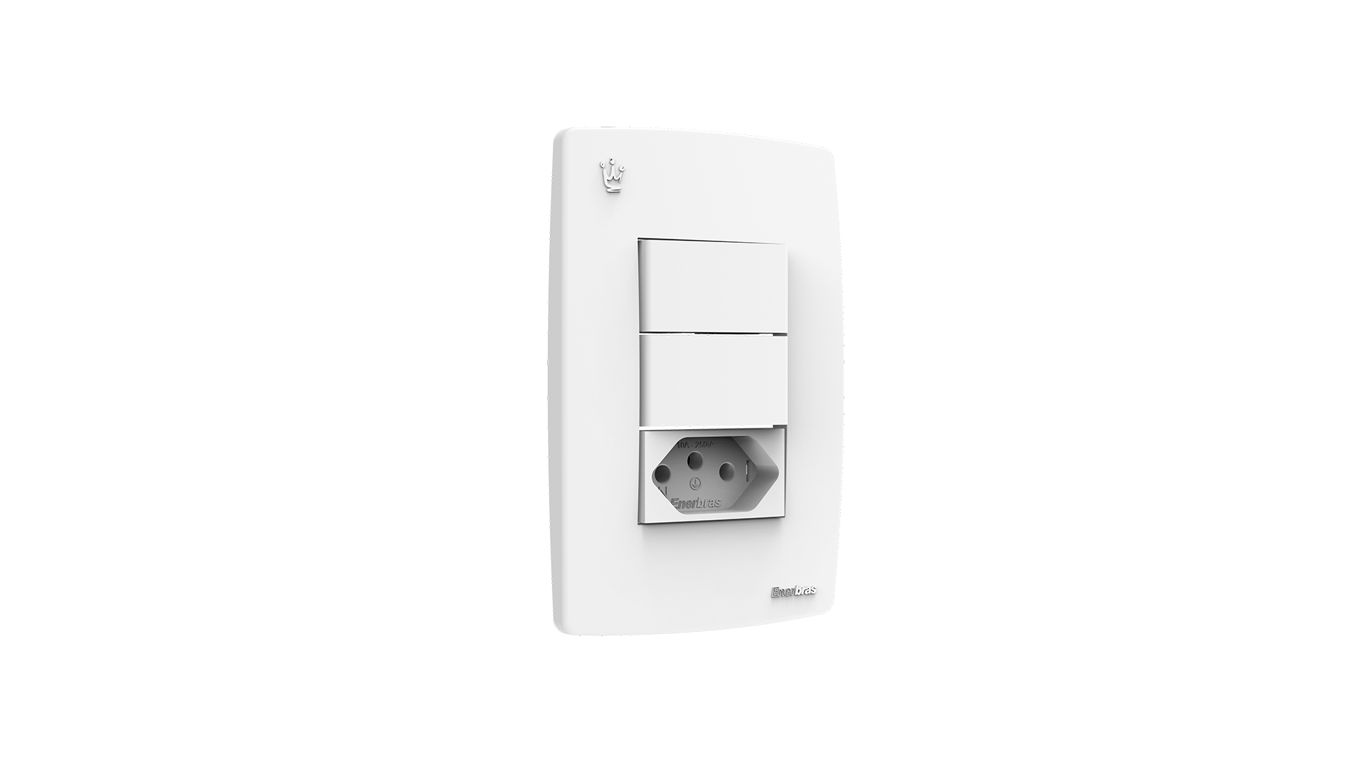 Conjunto interruptor 2 teclas simples + tomada 10a