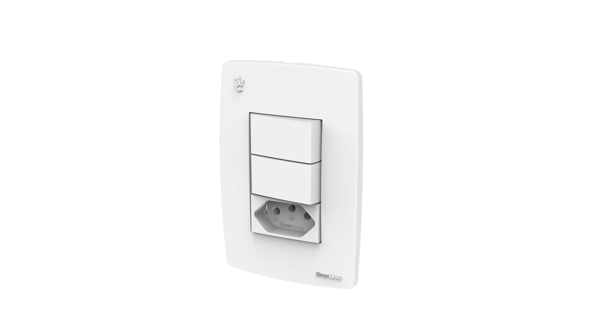Conjunto interruptor 2 teclas simples + tomada 10a