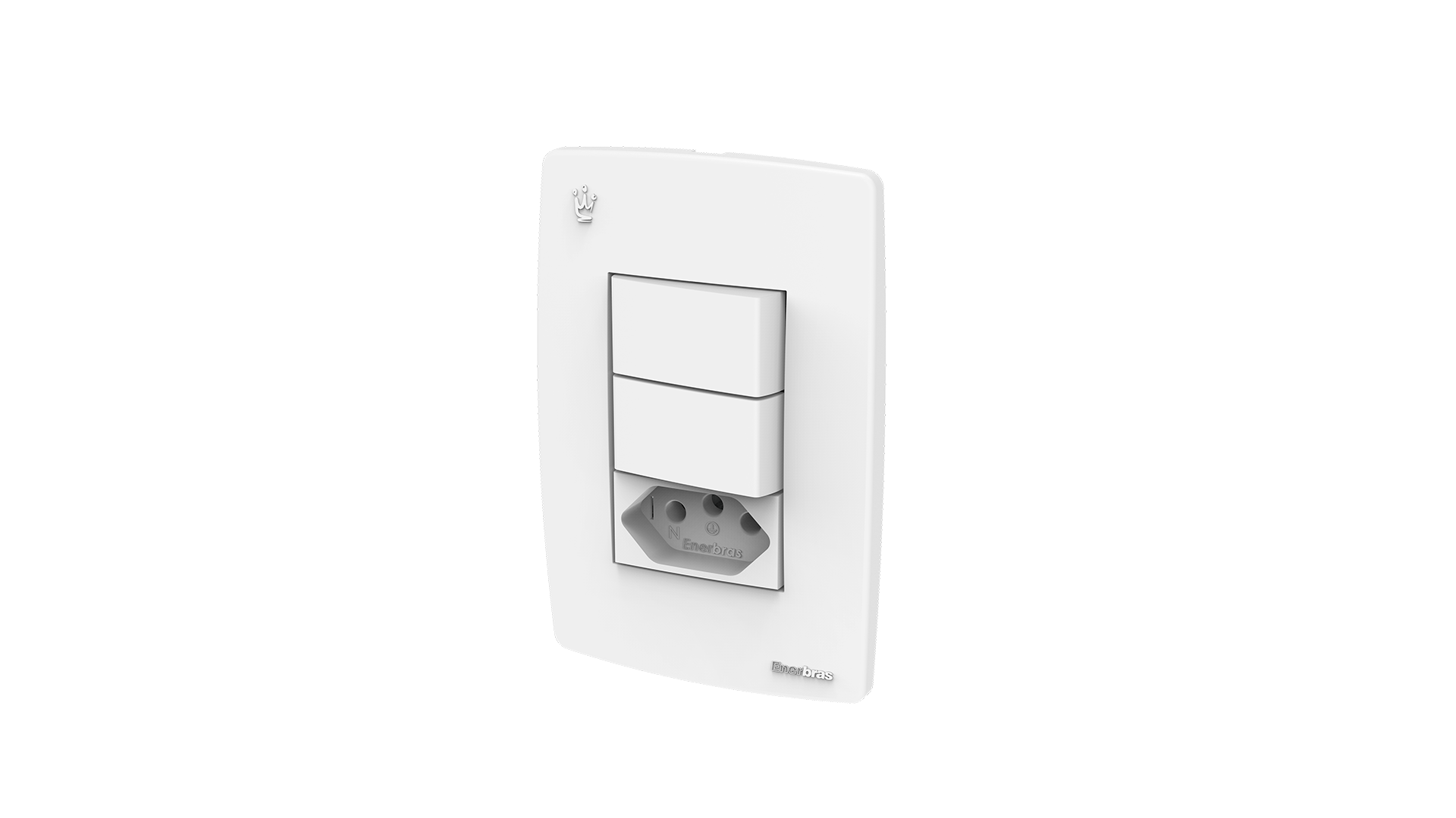 Conjunto interruptor 2 teclas simples + tomada 20a