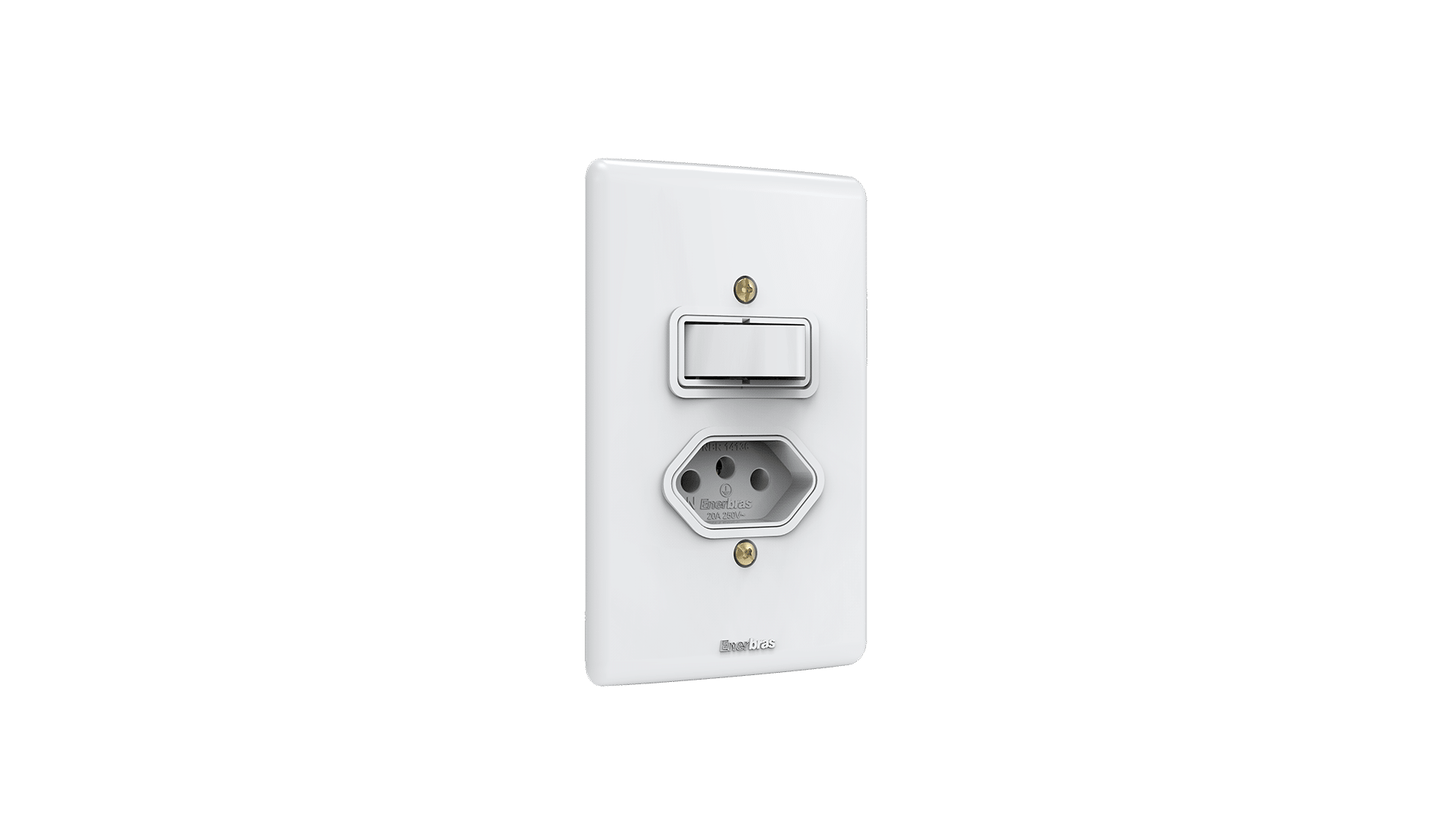 Conjunto interruptor 1 tecla simples + tomada 20A