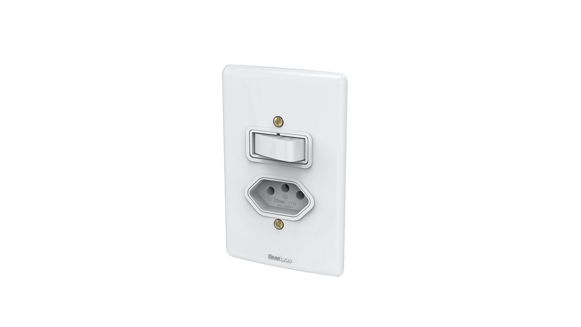 Conjunto interruptor 1 tecla simples + tomada 20A