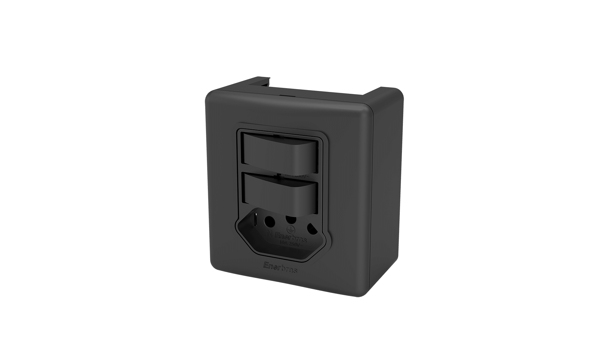 Conjunto interruptor 2 teclas simples + tomada 10A