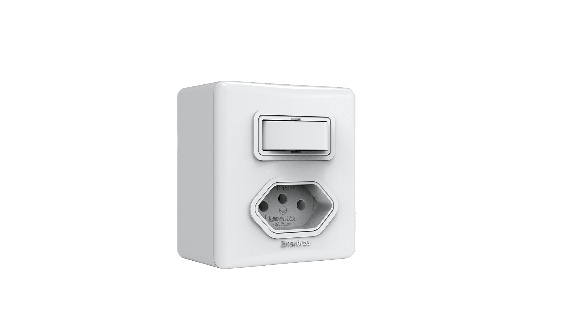 Conjunto interruptor 1 tecla paralelo + tomada 10A