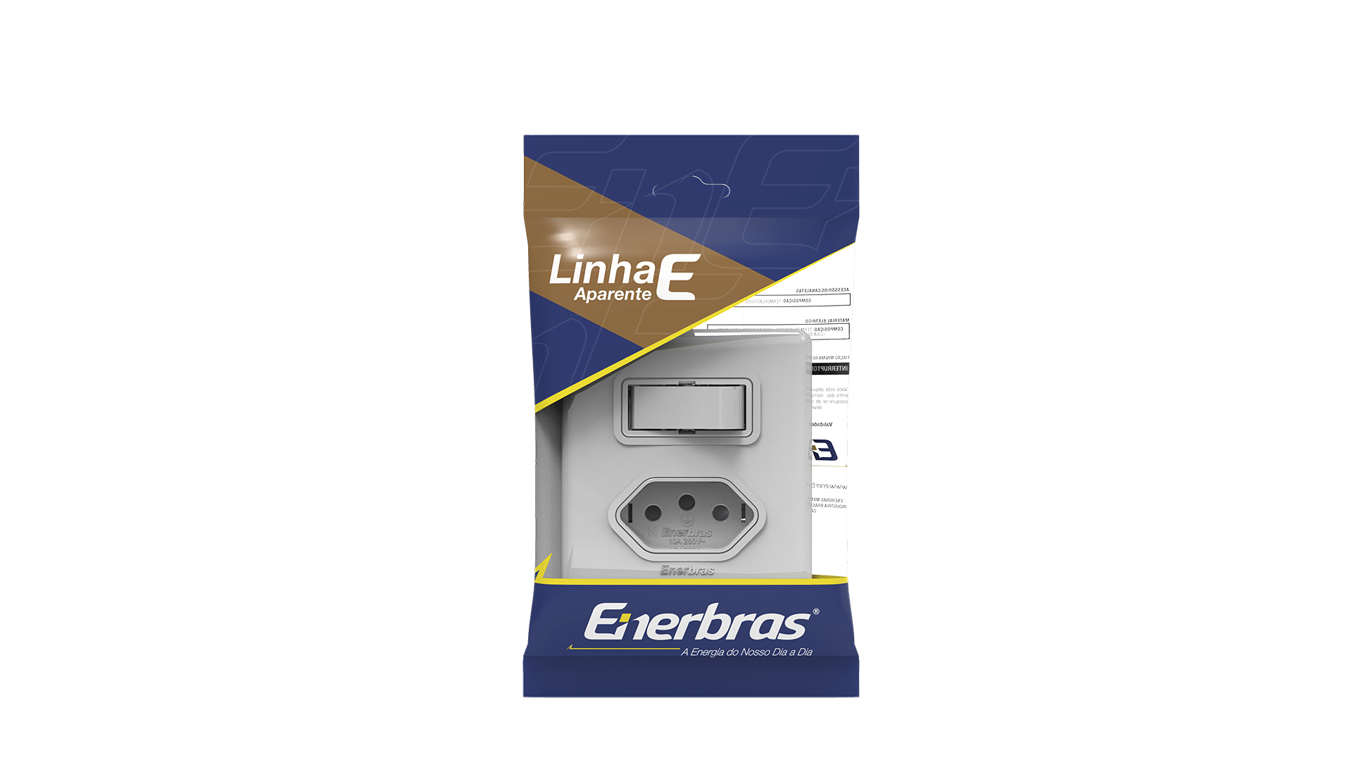Conjunto interruptor 1 tecla paralelo + tomada 10A