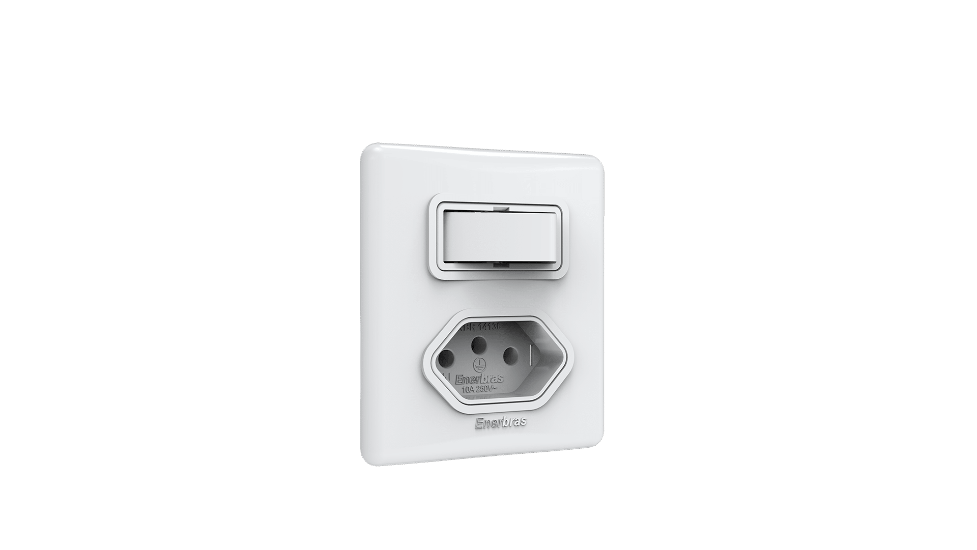 Conjunto interruptor 1 tecla simples + tomada 10A