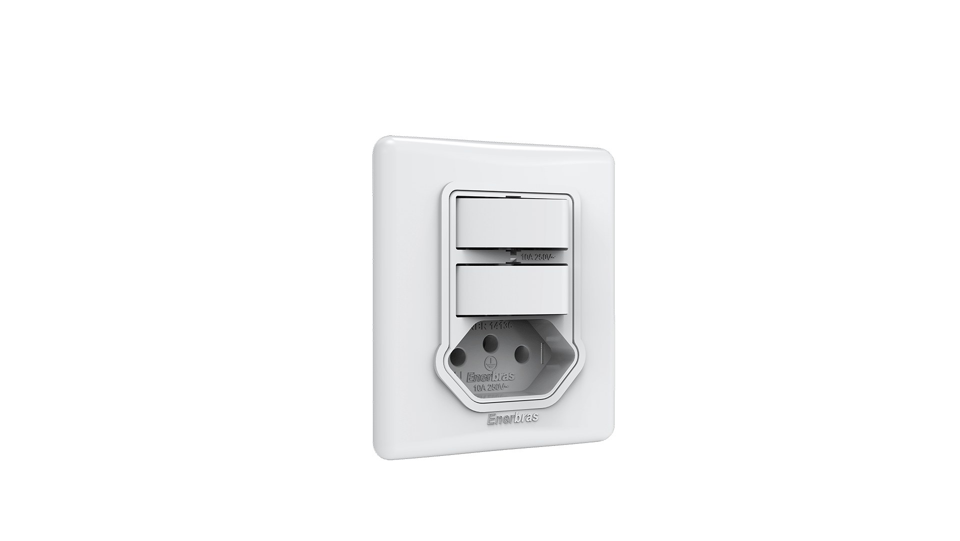Conjunto interruptor 2 teclas paralelo + tomada 10A